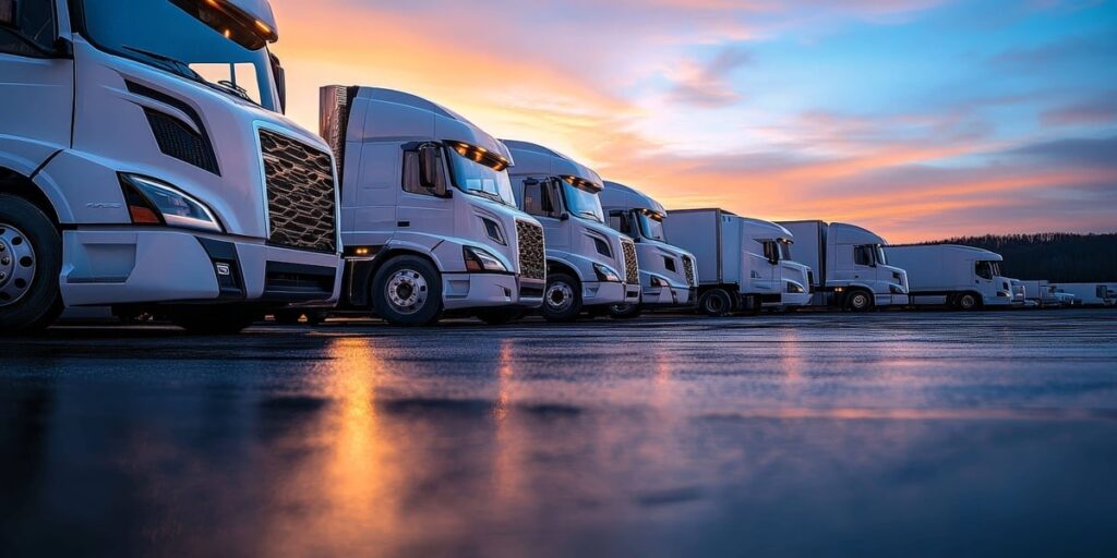 Modern truck fleet in good condition as part of CAB Score compliance in commercial transportation